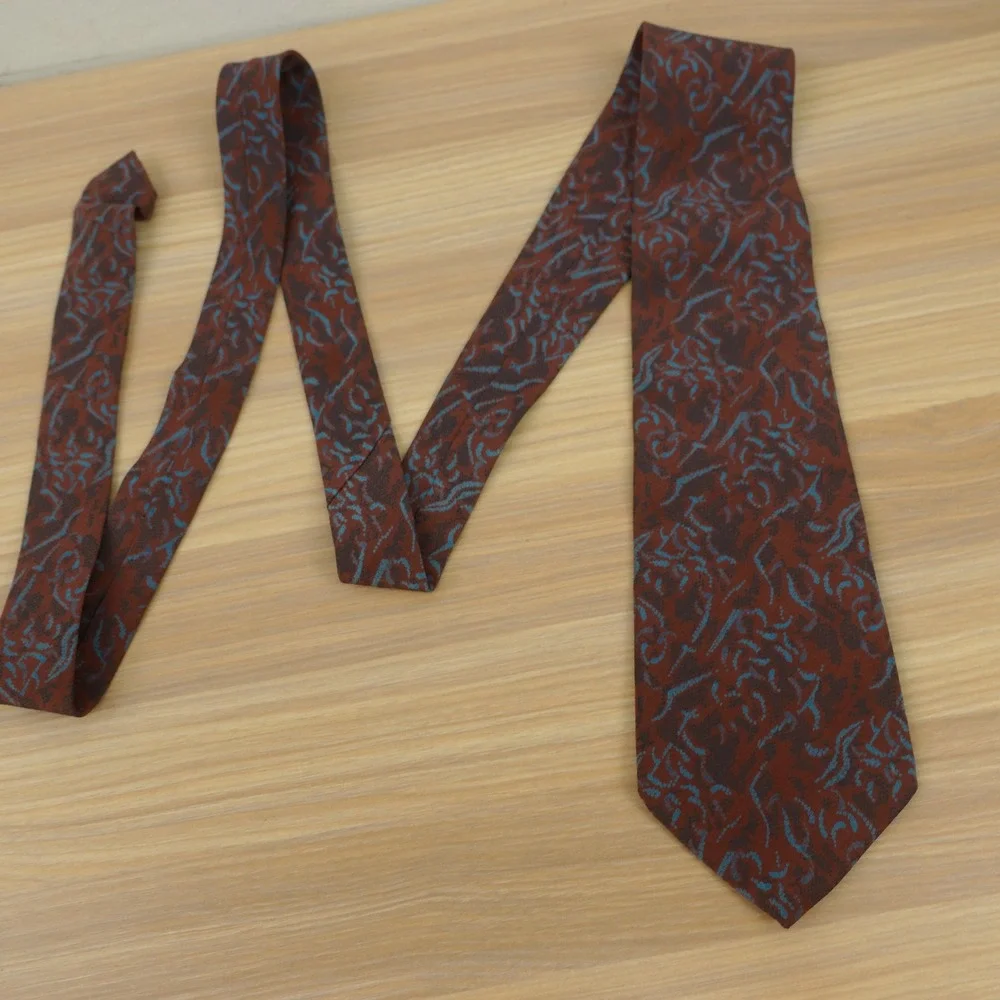 Vintage Italian SIlk Tie Mens Rust Brown Earthy Boho Art Eclectic Dress PRIMA